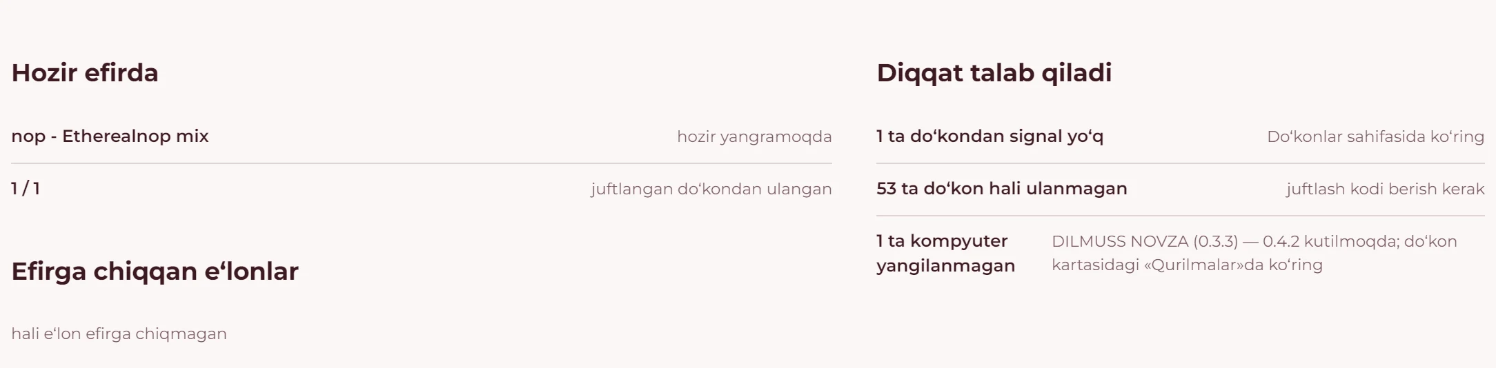 Hozir efirda va diqqat talab qiladi